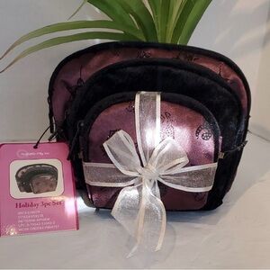 Elegant Black and Purple Cosmetic Bag Set
NWT